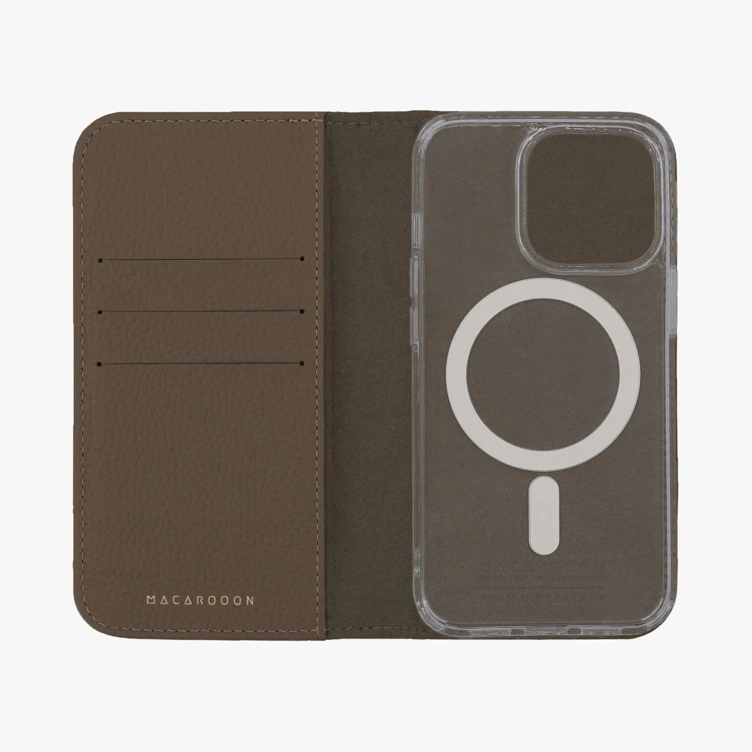 iPhone 14 Plus MagSafe Leather Flip Cover with Clear Case