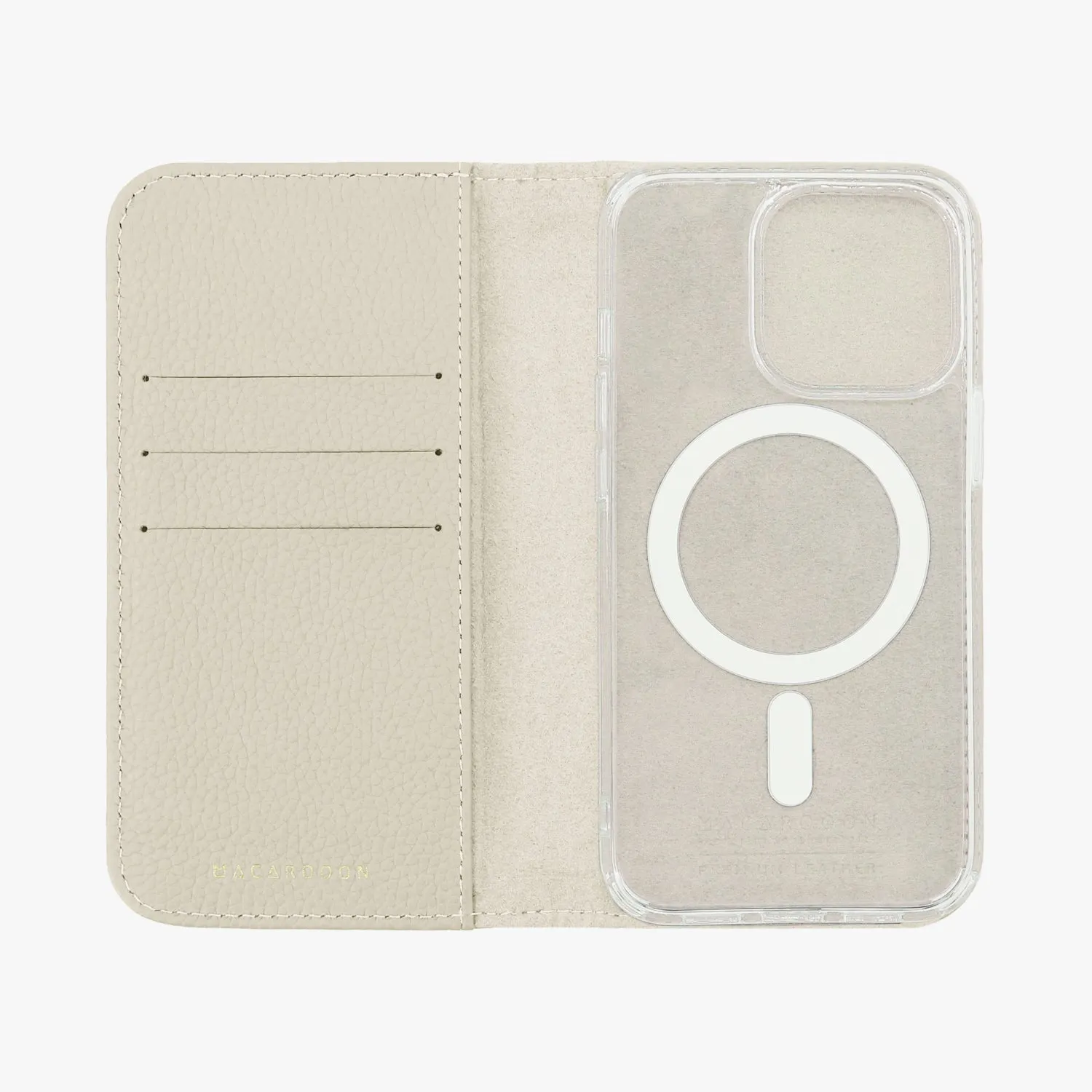 iPhone 14 Plus MagSafe Leather Flip Cover with Clear Case