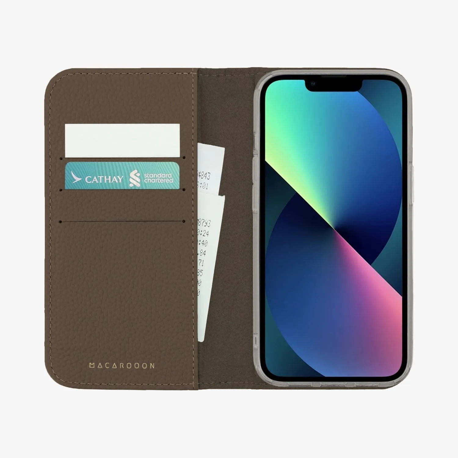 iPhone 14 Plus MagSafe Leather Flip Cover with Clear Case