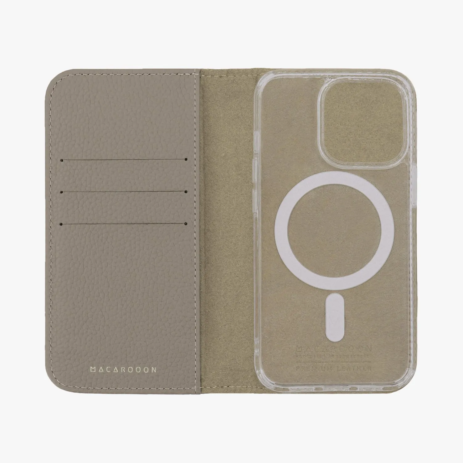 iPhone 14 Plus MagSafe Leather Flip Cover with Clear Case