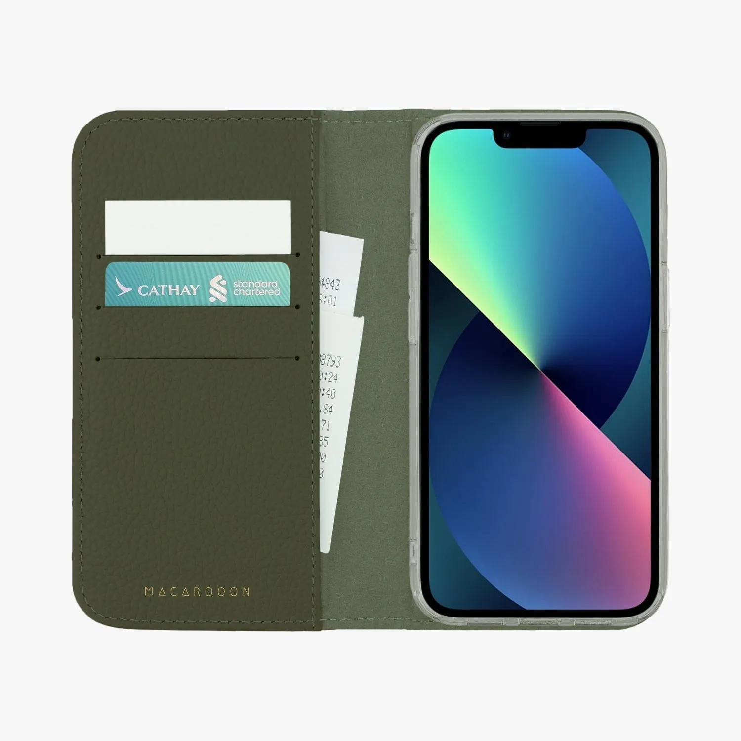 iPhone 14 Plus MagSafe Leather Flip Cover with Clear Case