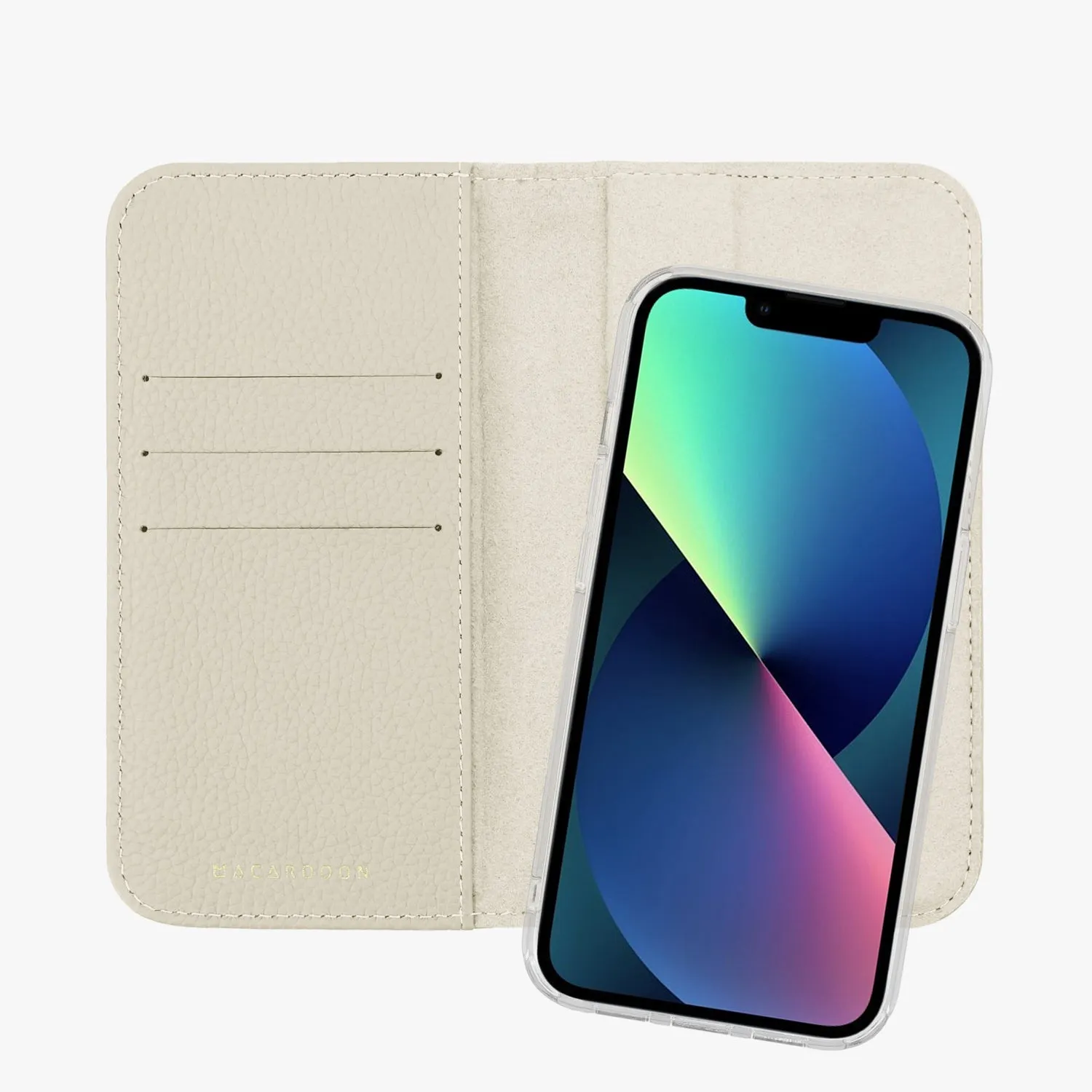 iPhone 14 Plus MagSafe Leather Flip Cover with Clear Case
