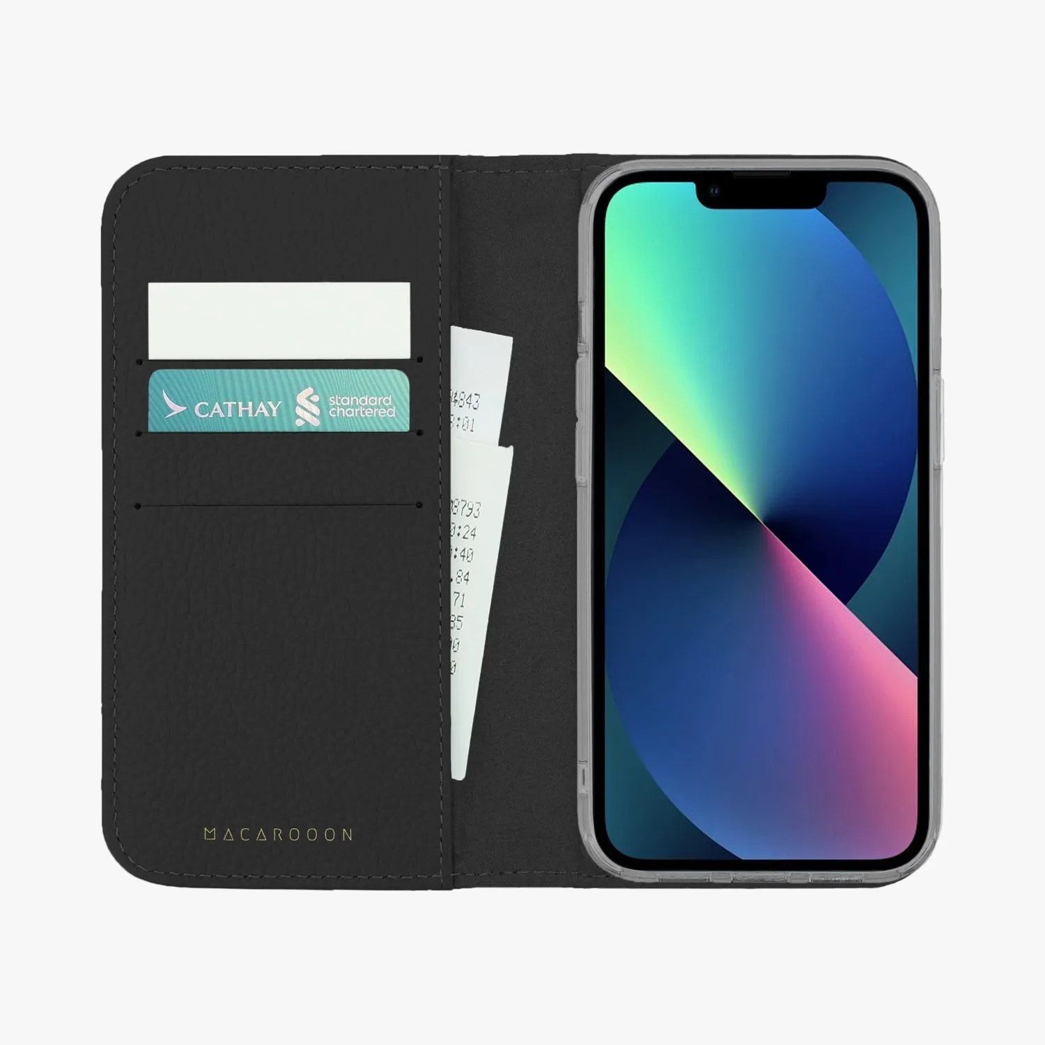 iPhone 14 Plus MagSafe Leather Flip Cover with Clear Case
