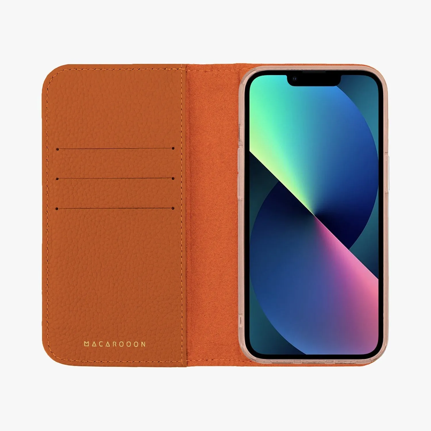 iPhone 14 Plus MagSafe Leather Flip Cover with Clear Case
