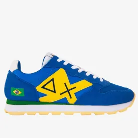 Scarpe Uomo Sun68 Sneakers Tom Logo Patch Flag Royal-Giallo