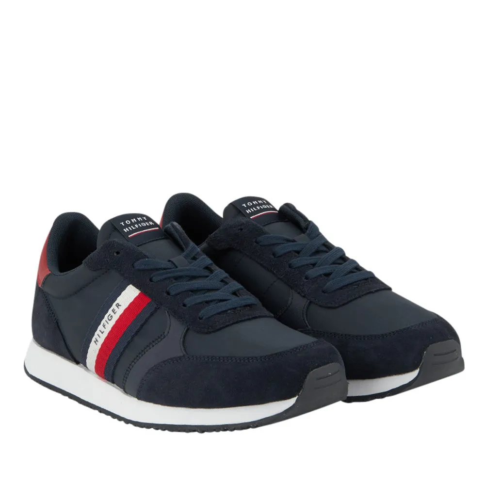 Scarpe Uomo TOMMY HILFIGER Sneakers Running con Nastro Iconico in Tessuto colore Blu